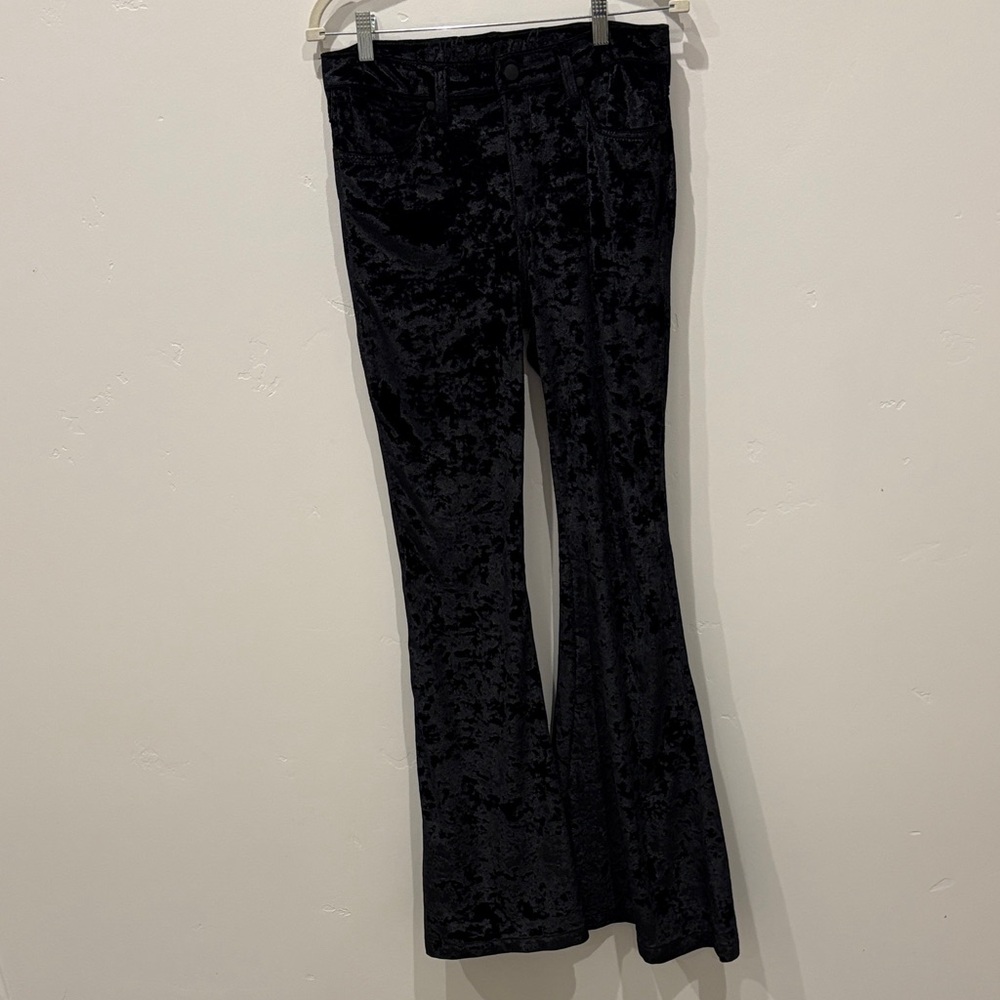 Black Crushed Velvet High-Rise Pants